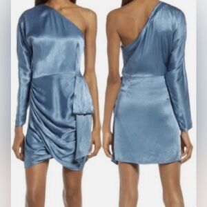 Elliatt Saronic One-shoulder Dress in Blue,Small, Event Cocktail Evening Chic
